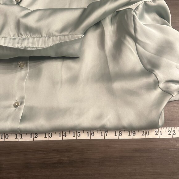 Zara Seafoam Green Boyfriend Oversized Button Up Size XL Silky Business Casual - Picture 7 of 8